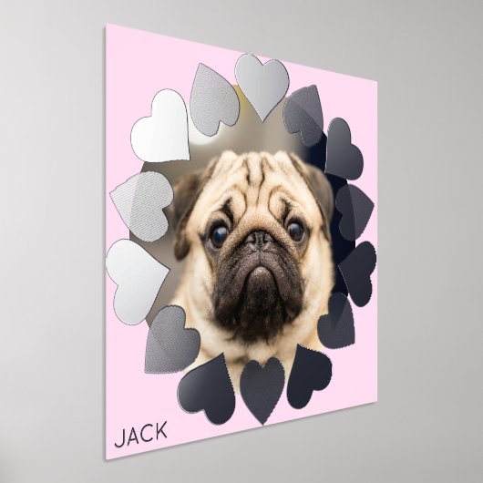 エレガントミニマルハート写真の名前の追加 箔ポスター (レイダウン)