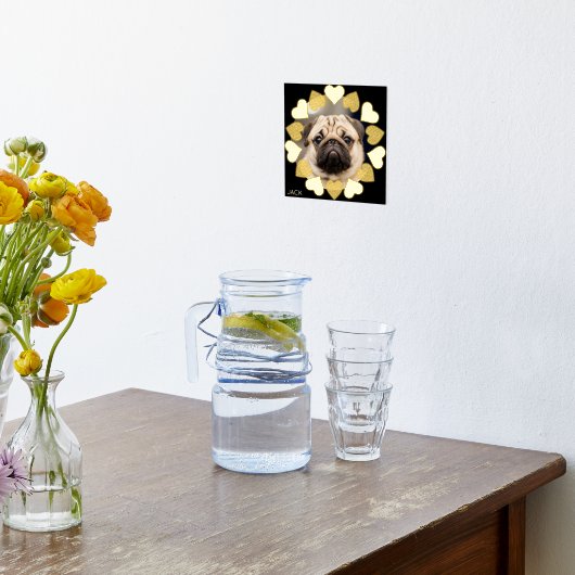 エレガントミニマルハート写真の名前の追加 箔ポスター (レイダウン (キッチン))