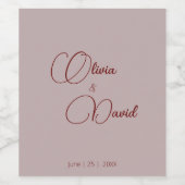 エレガントミニマルバラ結婚ズ ワインラベル (シングルラベル)