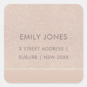 エレガントミニマルバラ金ゴールドきらめくアドレス スクエアシール (正面)