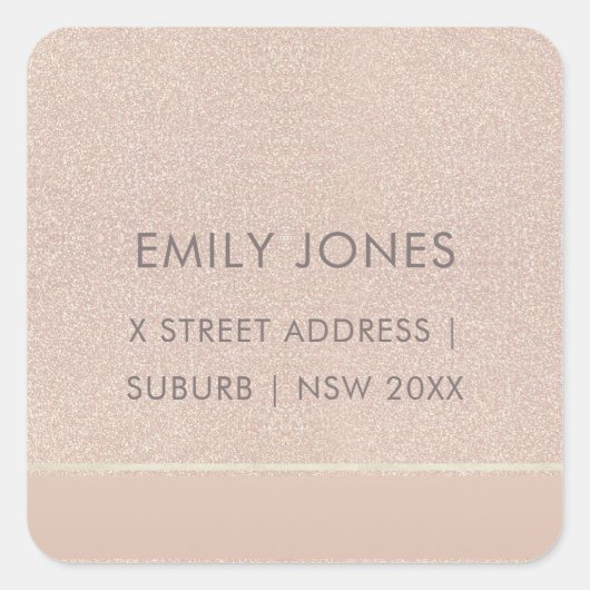 エレガントミニマルバラ金ゴールドきらめくアドレス スクエアシール (正面)