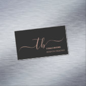 エレガントミニマルバラ金ゴールドブラックモノグラムイニシャル マグネット名刺 (インサイチュ)