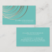 エレガントミニマルバラ金ゴールド幾何ティール（緑がかった色） 名刺 (正面/裏面)