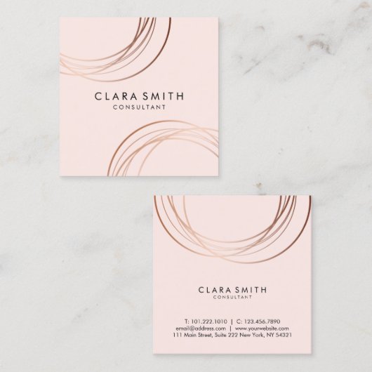 エレガントミニマルバラ金ゴールド スクエア名刺 (正面/裏面)