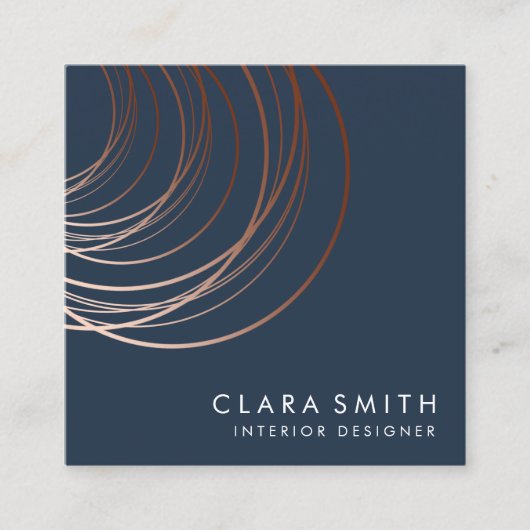 エレガントミニマルバラ金ゴールド スクエア名刺 (正面)