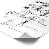 エレガントミニマルバーシーンスケッチ – Premium ポスター (角)