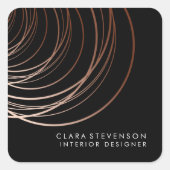 エレガントミニマルフェイクバラ金ゴールド幾何黒 スクエアシール (正面)