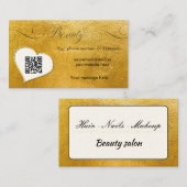 エレガントミニマルフェイク金ゴールドQrコード美しいサロン 名刺