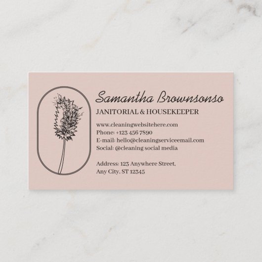 エレガントミニマルフェミニンハンディMOPほうき清掃具 名刺 (裏面)