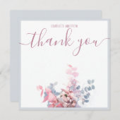 エレガントミニマルフローラライトブルーお名前 ノートカード (正面/裏面)