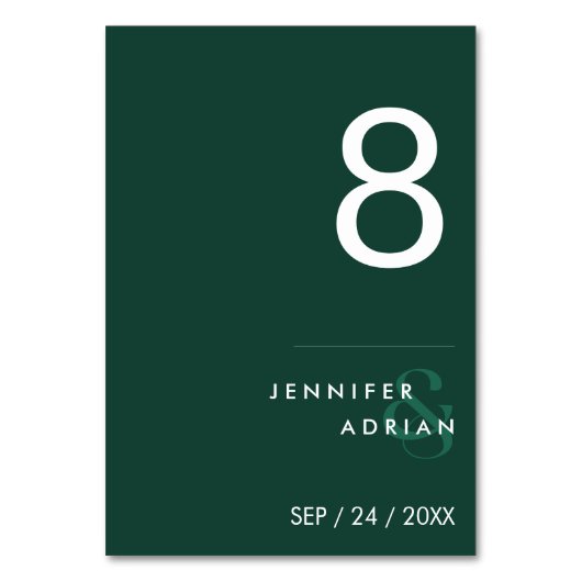 エレガントミニマルブルズウィッモダンク結婚グリーンズ テーブルナンバー (正面)