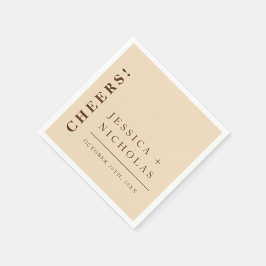 エレガントミニマルベージュモダン結婚ズ スタンダードカクテルナプキン (角)