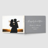 エレガントミニマルモダングレー結婚ホワイト ゲストブック (全面)