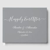 エレガントミニマルモダングレー結婚ホワイト ゲストブック (正面)