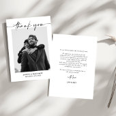 エレガントミニマルモダンスクリプ結婚ト写真 サンキューカード