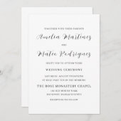 エレガントミニマルモダンス結婚スクリプト 招待状 (正面/裏面)