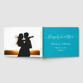 エレガントミニマルモダンティール(緑がかった色)アクアブルー結婚ズ ゲストブック (全面)