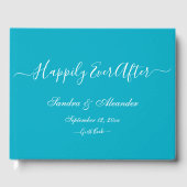 エレガントミニマルモダンティール(緑がかった色)アクアブルー結婚ズ ゲストブック (正面)