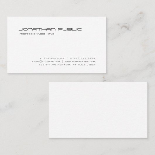 エレガントミニマルモダンデザイントレンディープレーン 名刺 (正面/裏面)