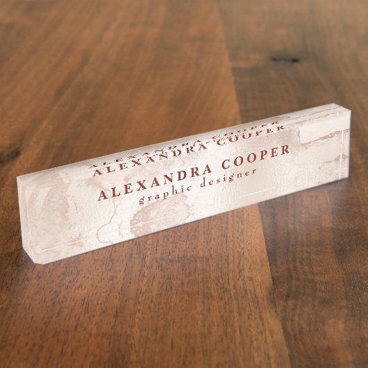 エレガントミニマルモダンバラ金ゴールド大理石 デスクネームプレート (側面)