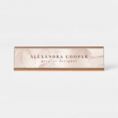 エレガントミニマルモダンバラ金ゴールド大理石 デスクネームプレート (正面)