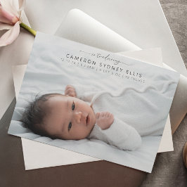 エレガントミニマルモダンリストスクリプトベビー写真誕生 案内状