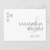 エレガントミニマルモダン白黒日付の保存 インビテーションポストカード (正面)