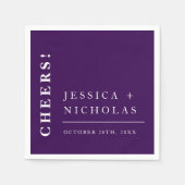 エレガントミニマルモダン紫結婚の スタンダードカクテルナプキン (正面)