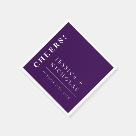 エレガントミニマルモダン紫結婚の スタンダードカクテルナプキン (角)