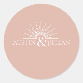 エレガントミニマルモダン結婚封筒スクエアCla ラウンドシール