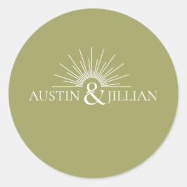 エレガントミニマルモダン結婚封筒スクエアCla ラウンドシール