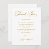 エレガントミニマルモダン金ゴールド結婚スクリプト サンキューカード (正面/裏面)