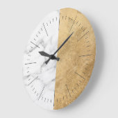 エレガントミニマルモダン&金ゴールドとホワイトグレーマーブル ラージ壁時計 (傾斜)