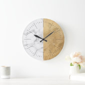 エレガントミニマルモダン&金ゴールドとホワイトグレーマーブル ラージ壁時計 (ホーム)