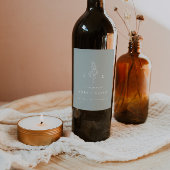 エレガントミニマルモノグラム結婚葉セージ ワインラベル