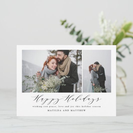 エレガントミニマル写真コラージングクリスマス シーズンカード (スタンド正面)
