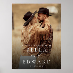 エレガントミニマル写真結婚の歓迎サイン ポスター