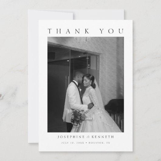 エレガントミニマル写真結婚書道 サンキューカード (正面)