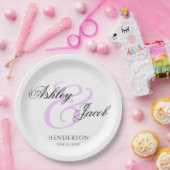 エレガントミニマル名の結婚プレート ペーパープレート (パーティー)