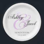 エレガントミニマル名の結婚プレート ペーパープレート<br><div class="desc">テーマシンプルを補うエレガントための名前をカスタムするプレートと一致するナプキン。</div>