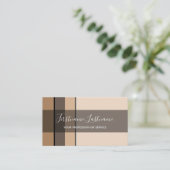 エレガントミニマル地音長方形ベージサンド 名刺 (スタンド正面)