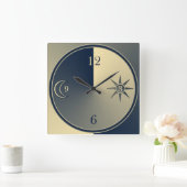 エレガントミニマル夜 スクエア壁時計 (ホーム)