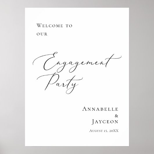 エレガントミニマル婚約パーティ ポスター (正面)