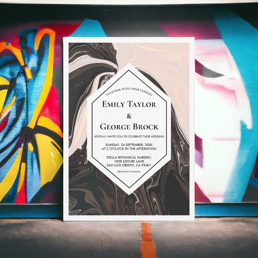 エレガントミニマル幾何結婚色 招待状