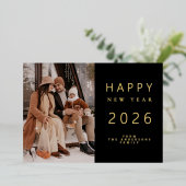 エレガントミニマル新年応援家族1写真 箔シーズンカード (立ち正面)