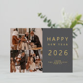 エレガントミニマル新年応援家族3写真 箔シーズンカード (立ち正面)