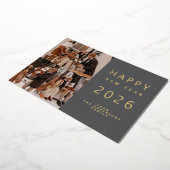 エレガントミニマル新年応援家族3写真 箔シーズンカード (回転した状態)