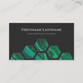 エレガントミニマル暗灰色の緑の結晶ヘキサゴン 名刺