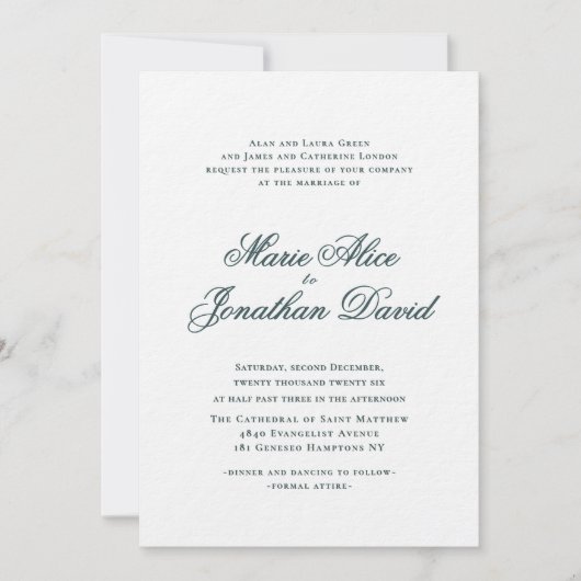 エレガントミニマル書結婚文字 招待状 (正面)