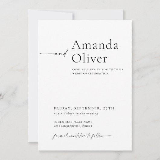 エレガントミニマル書結婚道 招待状 (正面)